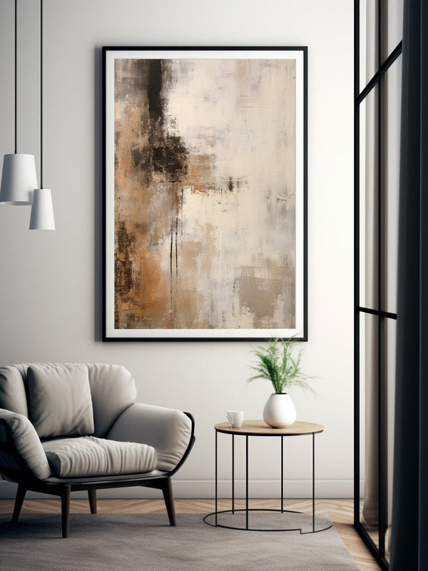 Quadro Abstrato: Arte Moderna Preta e Bege