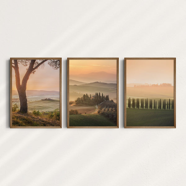 Kit 3 Quadros Decorativos: Paisagem Vibe Toscana