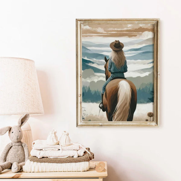 Quadro Decorativo: Menina Montada á Cavalo