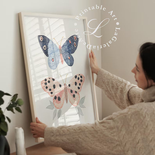 Quadro Decorativo: Borboleta Vintage Rosa Pastel