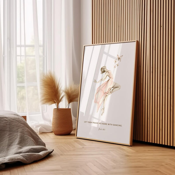 Quadro Decorativo: Bailarina Borboletas e Salmo 149