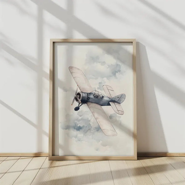 Quadro Decorativo: Avião Rústico em Aquarela