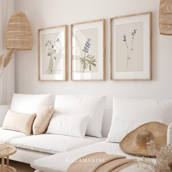 Kit 3 Quadros Decorativos Florais Vintage