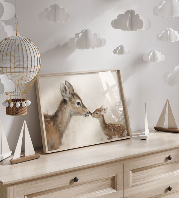 Quadro Decorativo: Veado, Mãe e Filhote