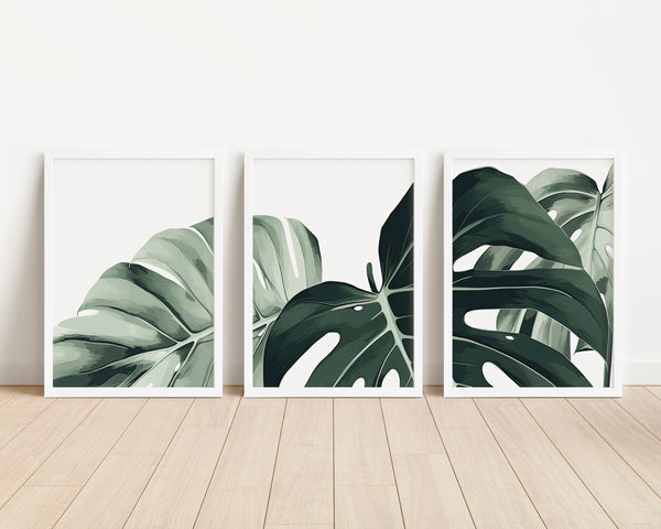 Kit 3 Quadros Decorativos: Estampas Botânicas