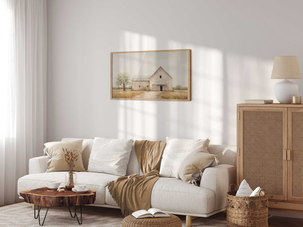 Quadro Decorativo: Arte de Campo Mostrando um Celeiro Antigo