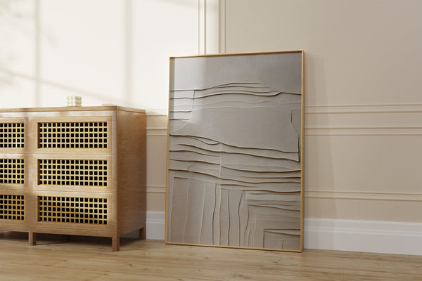 Quadro Abstrato: Arte Abstrata Moderna Creme Neutra