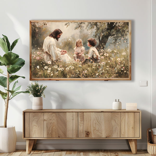 Quadro Decorativo: Jesus e as Crianças sendo Ensinadas