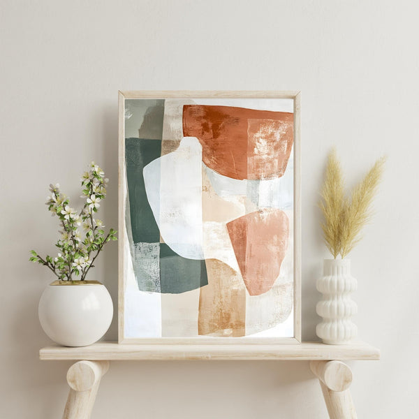 Quadro Abstrato: Arte Abstrata Minimalista Tons de Terra e Formas Orgânicas