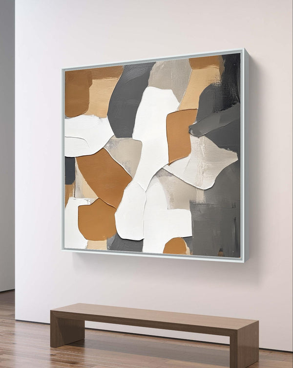 Quadro Abstrato: Arte Abstrata Moderna em Tons Terrosos e Neutros