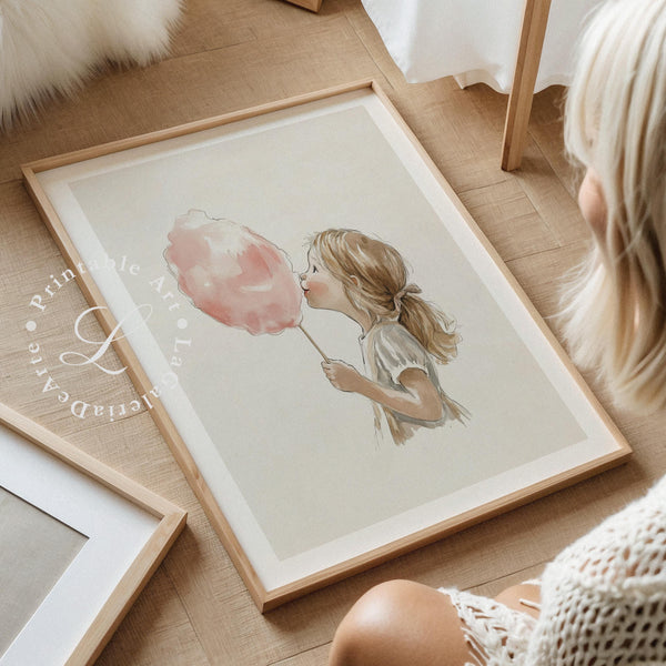 Quadro Infantil: Menina com seu Algodão Doce